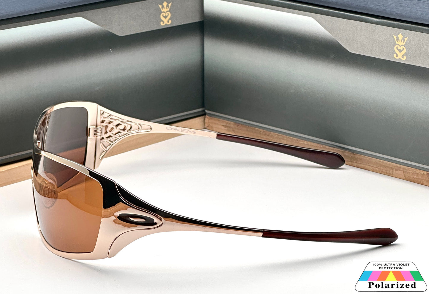 New Stylish Metal One Piece Gold Brown Polarized Mens Fashion Sunglasses