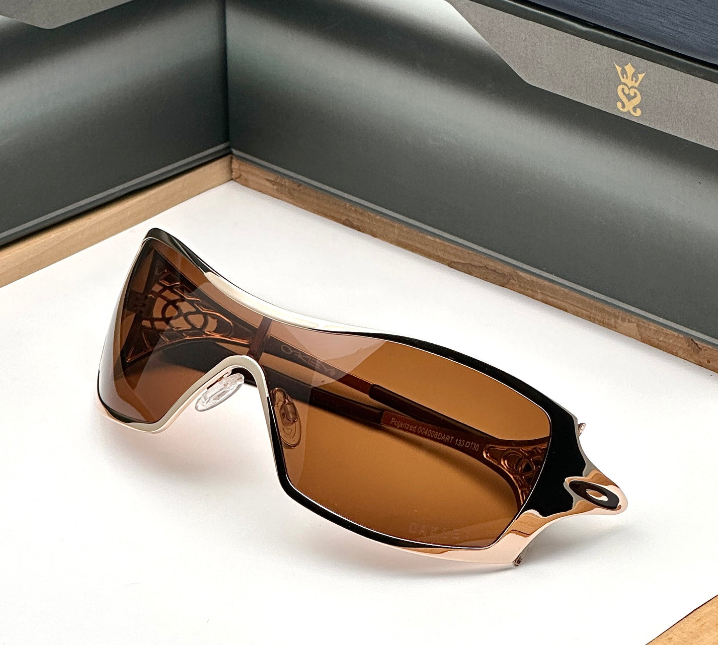 New Stylish Metal One Piece Gold Brown Polarized Mens Fashion Sunglasses