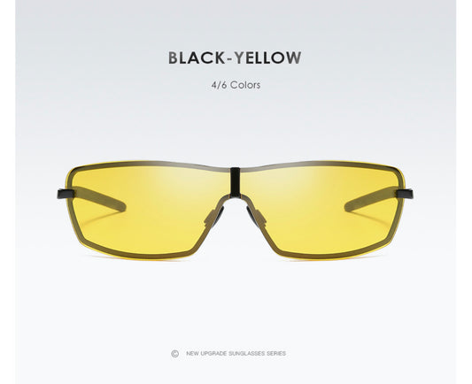 New Stylish Aluminium One Piece Yellow Night Driving Mens Fashion Sunglasses