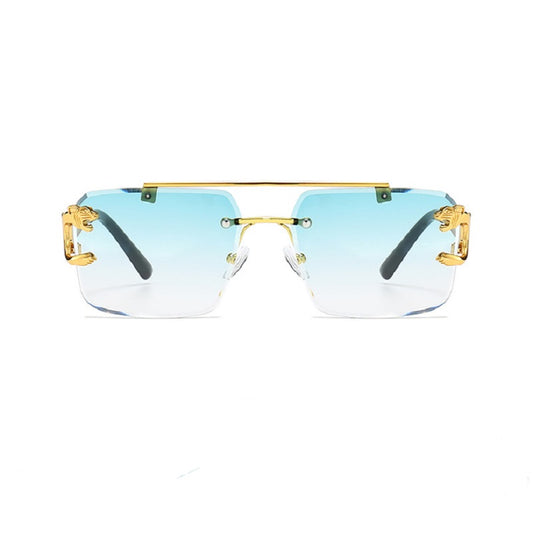 New Stylish Rimless Panther face luxurious golden light UV-400 Unisex Fashion Sunglasses