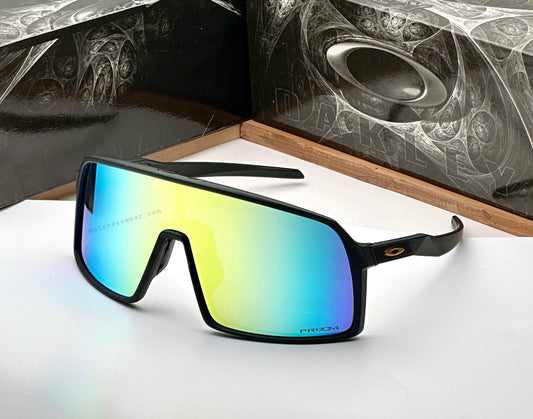 Sut-ros Sports Black Golden Multi Green Prizm UV-400 Sunglasses