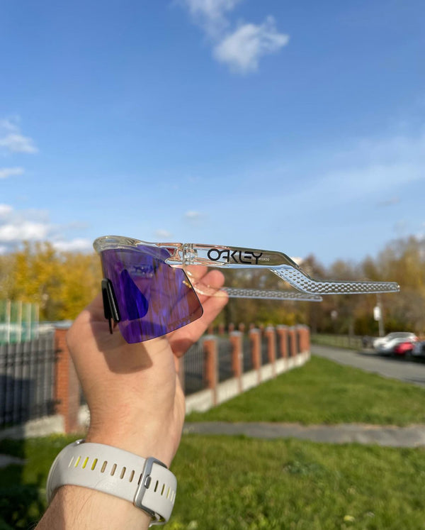 Most Awaited Sports Transparent Black Crystal Violet Mirror Prizm UV-400 Sunglasses