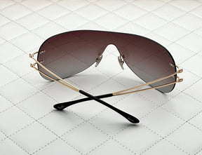 Most Awaited Metal One Piece Gold Gradient Brown Polarized Mens Fashion Sunglasses