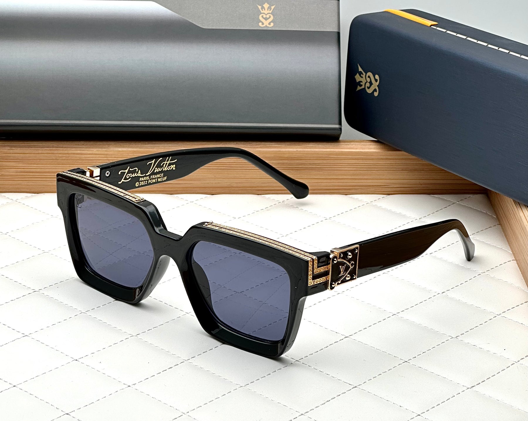 Luxury Cool Badshah Millionaire Gold Black Oversized Square Sunglasses