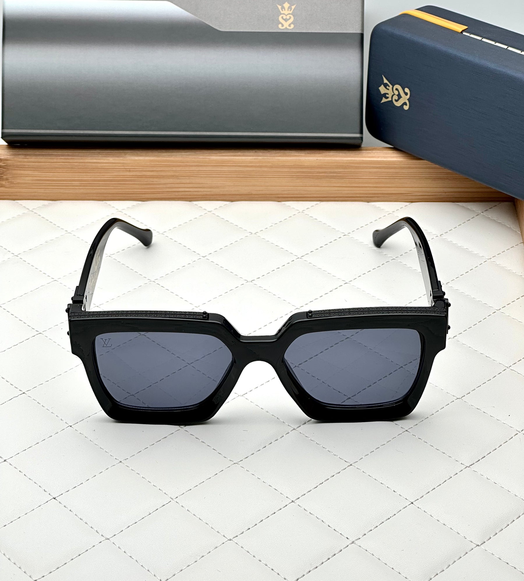 Luxury Cool Badshah Millionaire Full Black Oversized Square Fashion Sunglasses