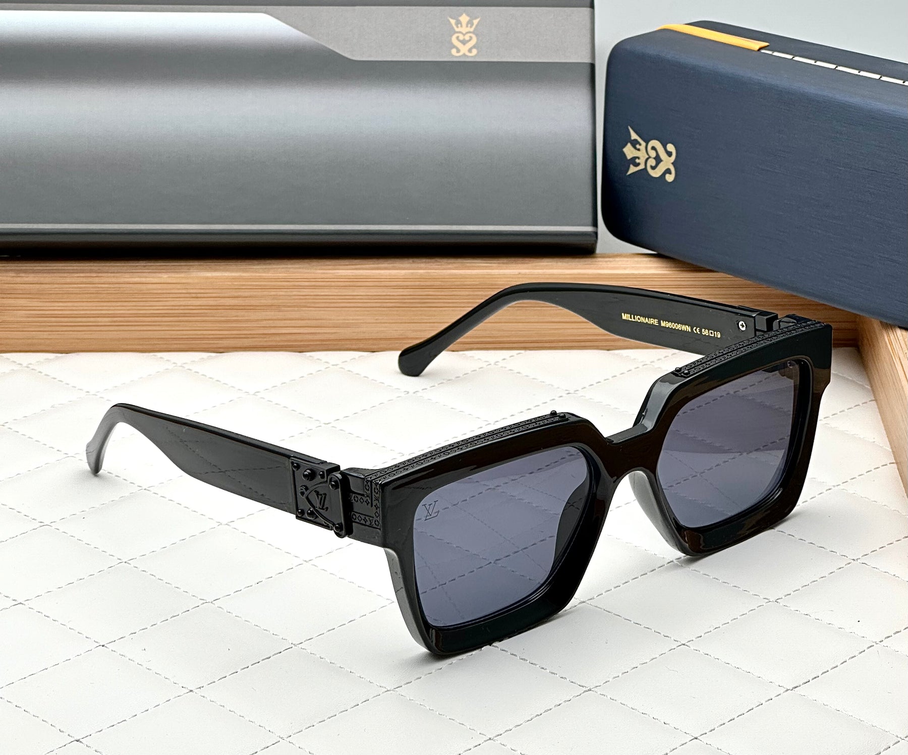 Luxury Cool Badshah Millionaire Full Black Oversized Square Fashion Sunglasses