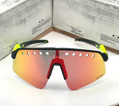 Sut-ros Lite Sweep Sports Fluorescent Green Black Red Prizm UV-400 Sunglasses