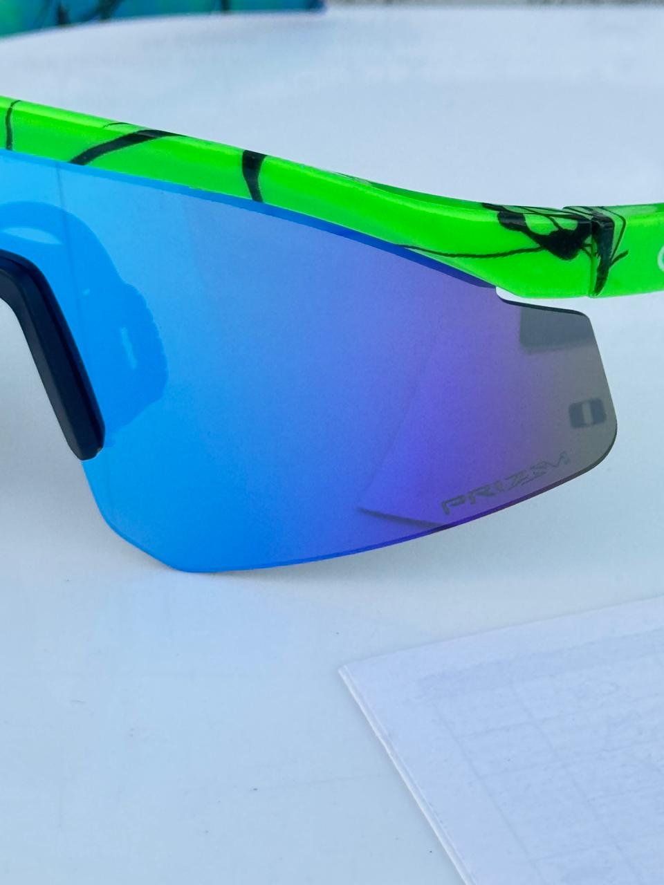 Most Awaited Sports Green Fluorescent Blue Mirror Prizm Sunglasses