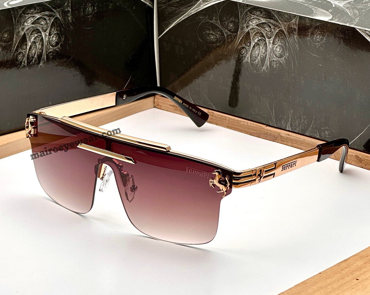 New fashion trendy one piece vintage big square frame Gold Gradient Brown oversized Unisex Fashion sunglasses