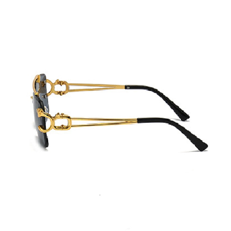 New Stylish Rimless Panther face Luxurious Golden Black UV-400 Unisex Fashion Sunglasses