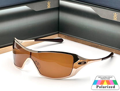 New Stylish Metal One Piece Gold Brown Polarized Mens Fashion Sunglasses
