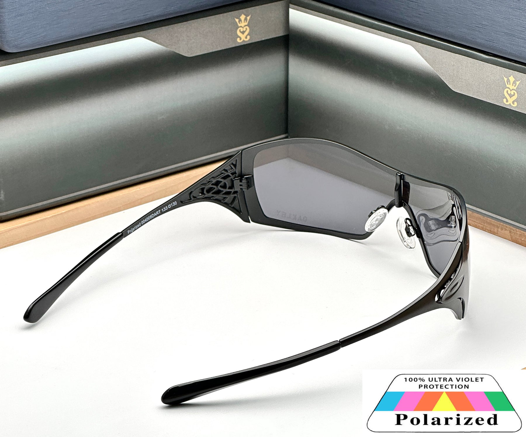 New Stylish Metal One Piece Black Black Polarised Mens Fashion Sunglasses