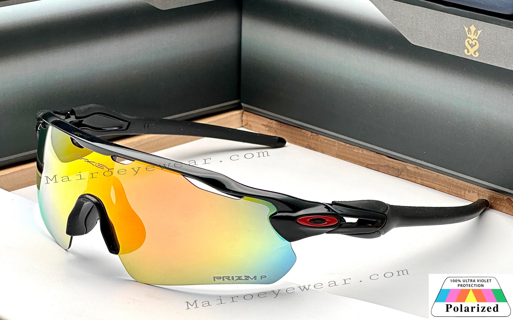 EV Sports Polarised Red Mirror Black Frame Mens Sunglasses