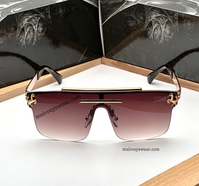 New fashion trendy one piece vintage big square frame Gold Gradient Brown oversized Unisex Fashion sunglasses