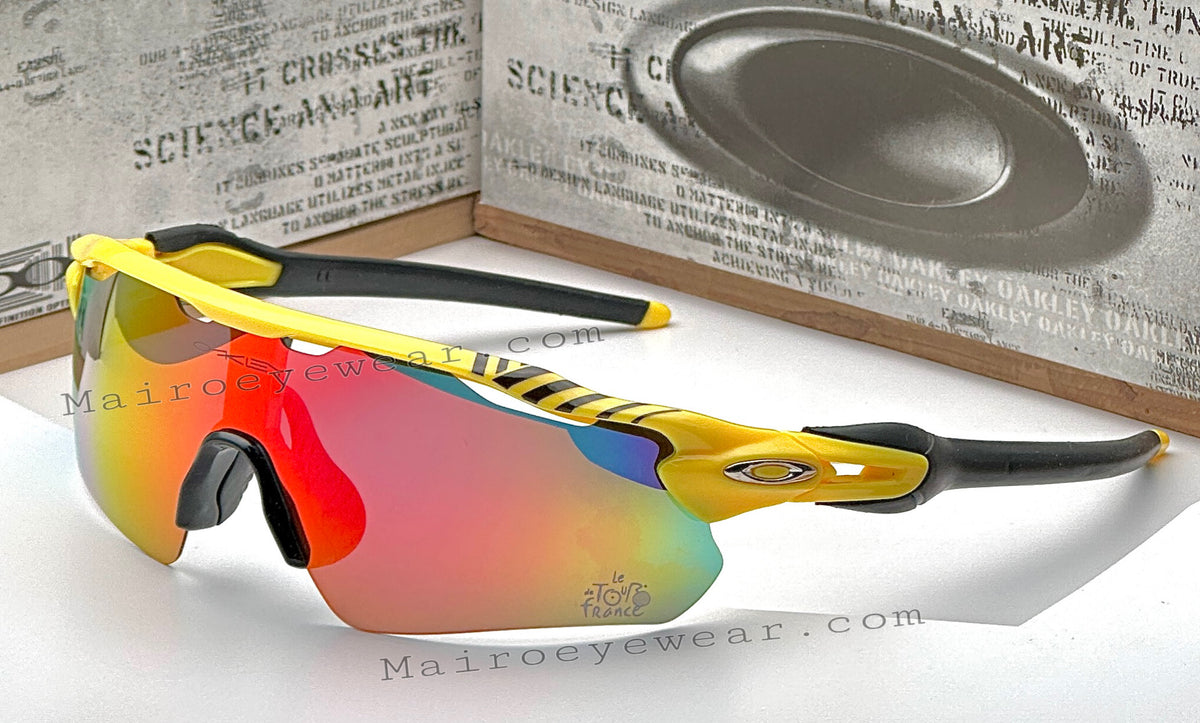 EV Sports Polarised Red Mirror Yellow Frame Mens Sunglasses