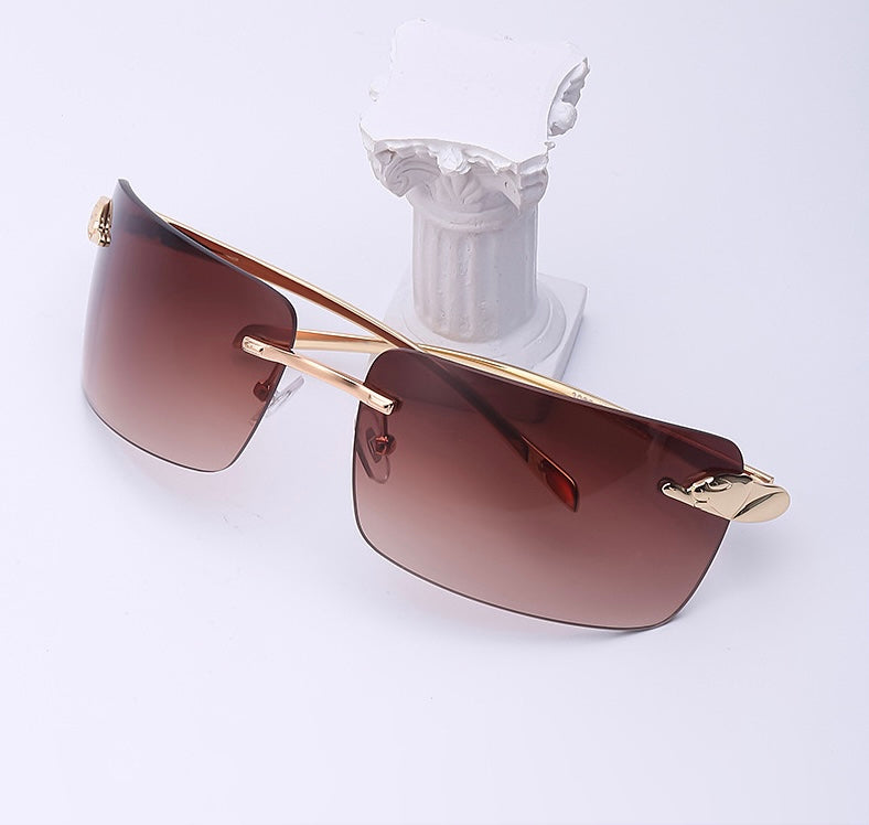 New Stylish Rimless luxurious golden light UV-400 Unisex Fashion Sunglasses