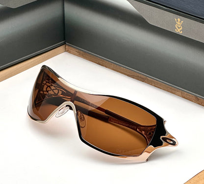 New Stylish Metal One Piece Gold Brown Polarized Mens Fashion Sunglasses