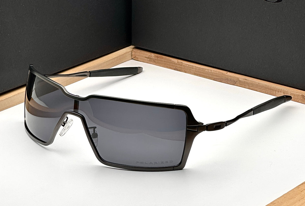 New Stylish Square Metal One Piece Full Black Polarized Mens Fashion Sunglasses