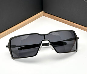 New Stylish Square Metal One Piece Full Black Polarized Mens Fashion Sunglasses