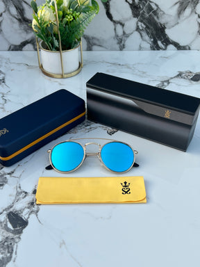 Suocchi 3647 Gold Aqua UV-400 Round Fashion Sunglasses