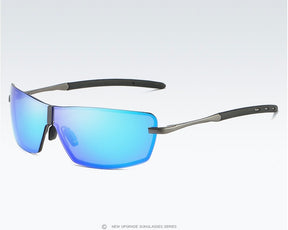 New Stylish Aluminium One Piece Gun Ice Blue Polarized Mens Fashion Sunglasses