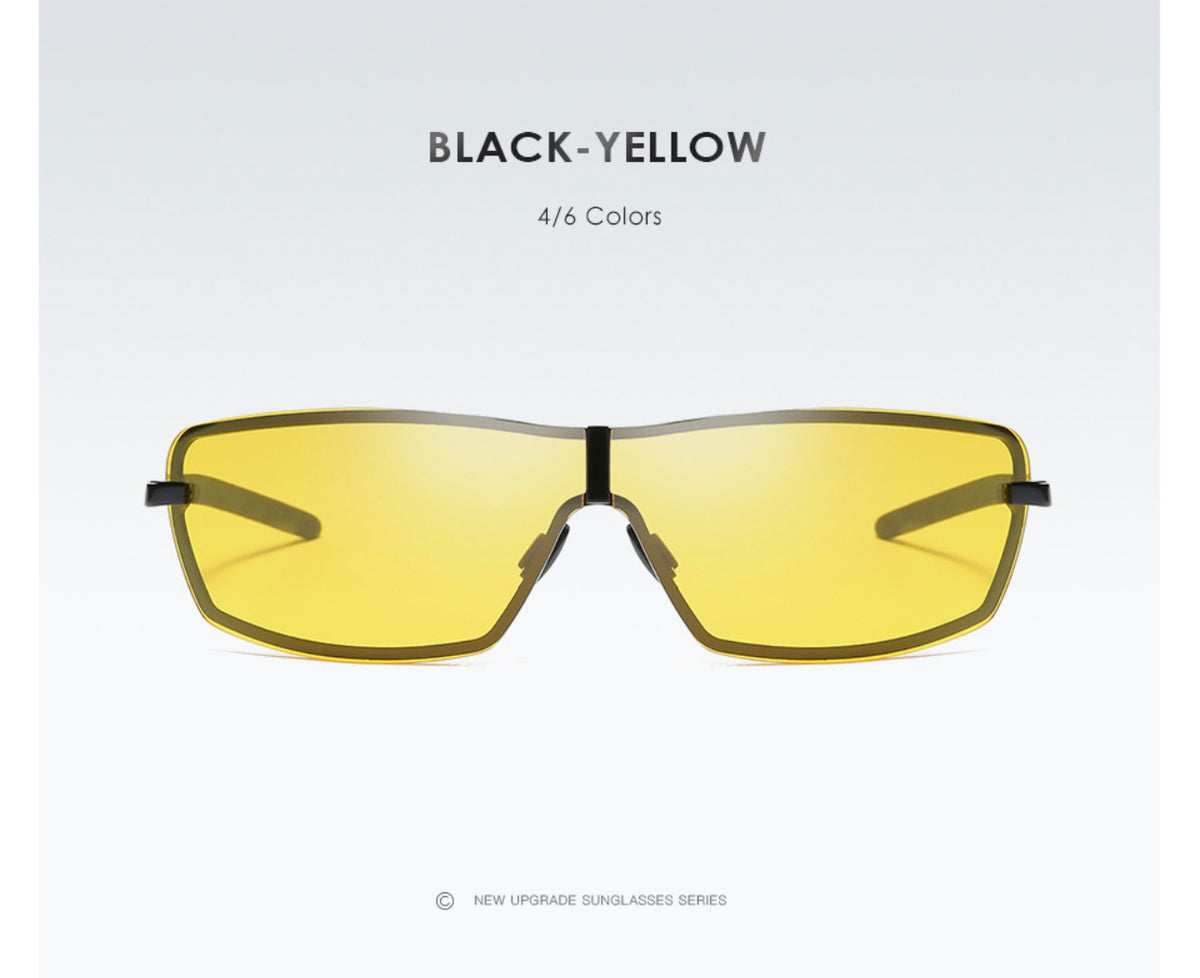 New Stylish Aluminium One Piece Yellow Night Driving Mens Fashion Sunglasses