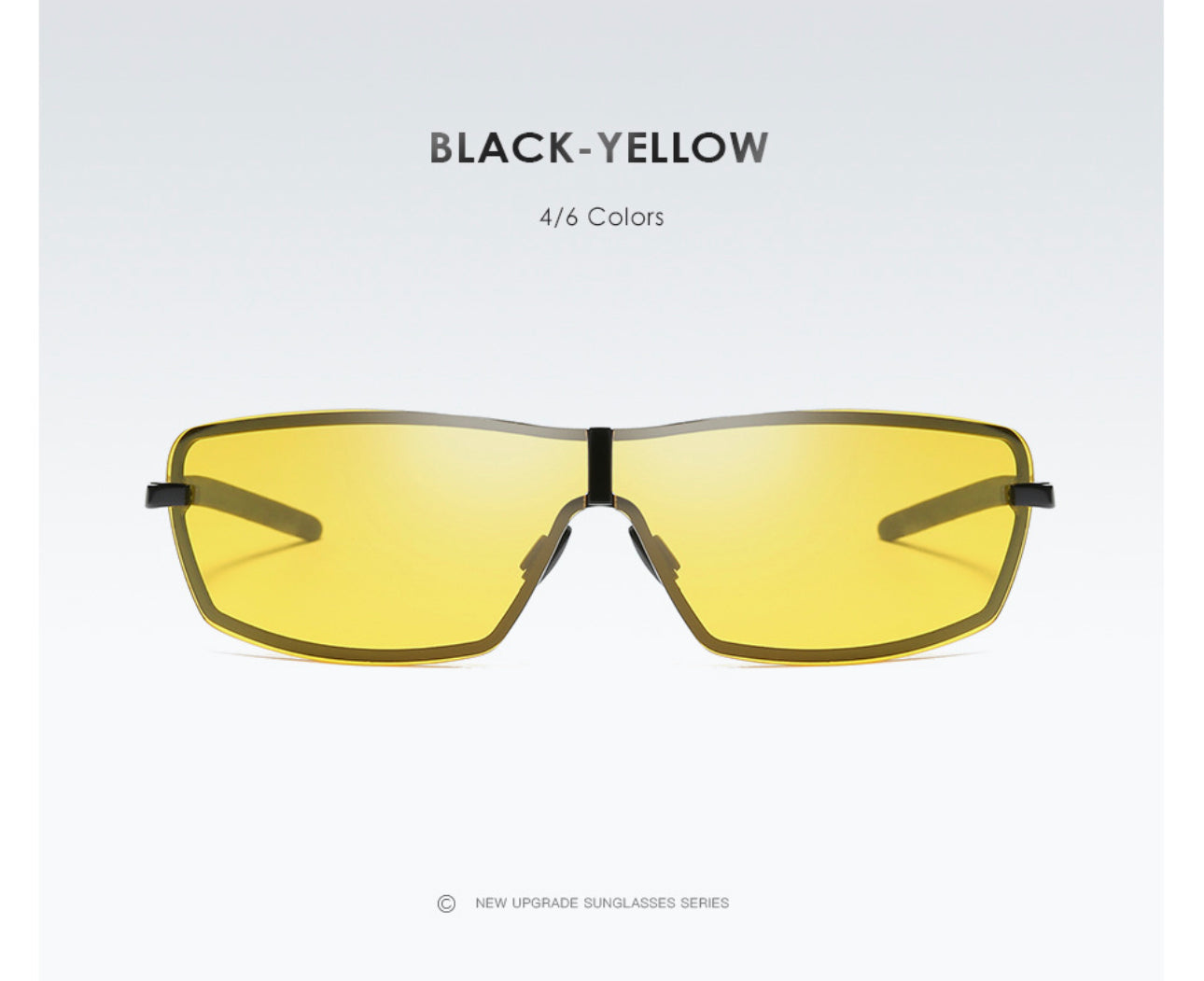 New Stylish Aluminium One Piece Yellow Night Driving Mens Fashion Sunglasses