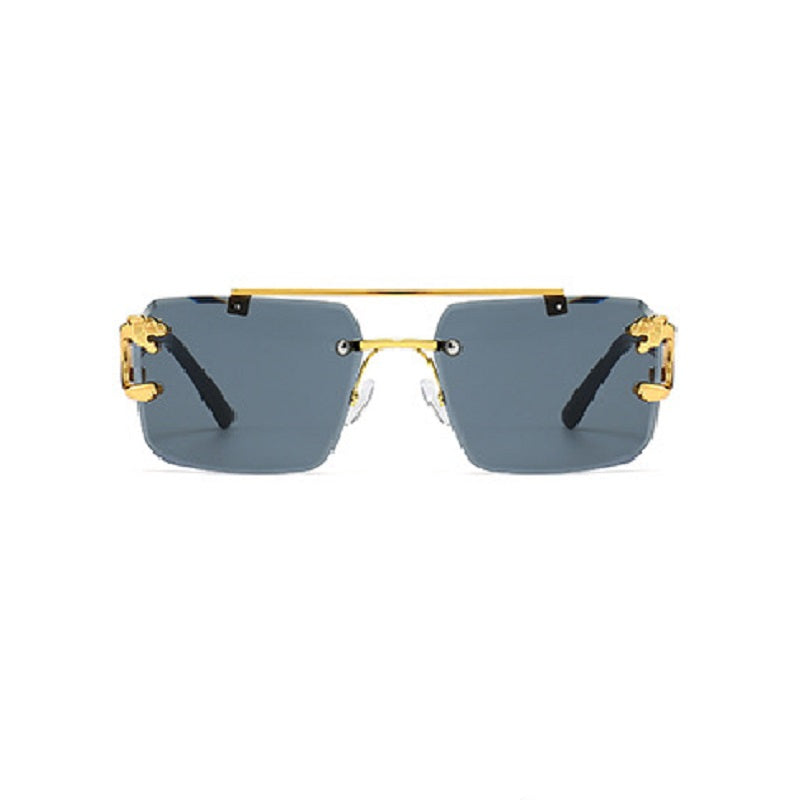 New Stylish Rimless Panther face Luxurious Golden Black UV-400 Unisex Fashion Sunglasses