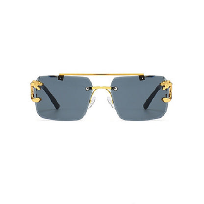New Stylish Rimless Panther face Luxurious Golden Black UV-400 Unisex Fashion Sunglasses