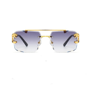 New Stylish Rimless Panther face luxurious golden light UV-400 Unisex Fashion Sunglasses