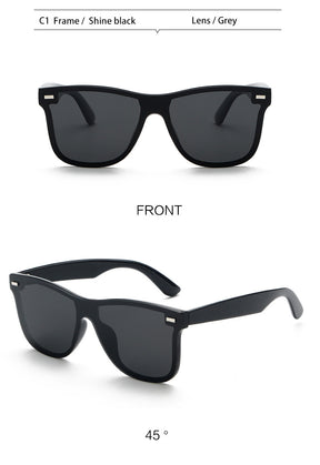 New fashion Trendy One Piece Vintage Big Square Frame Black Black Unisex UV-400 Fashion Sunglasses