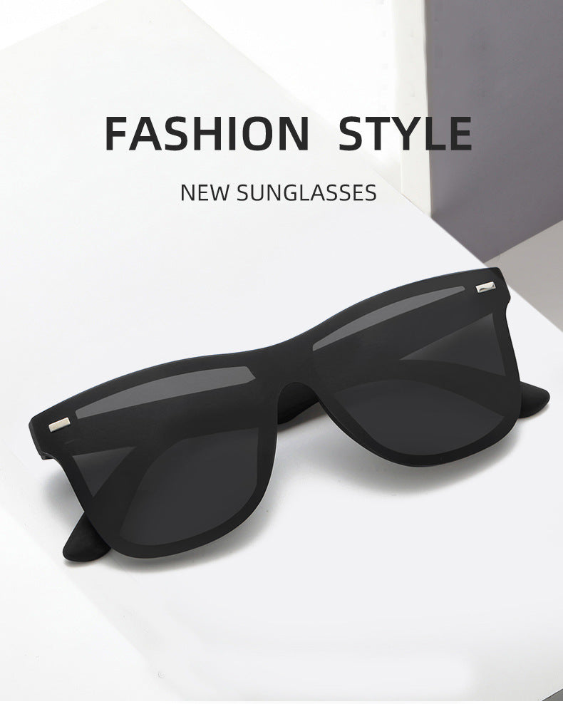 New fashion Trendy One Piece Vintage Big Square Frame Black Black Unisex UV-400 Fashion Sunglasses