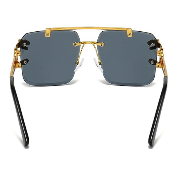New Stylish Rimless Panther face Luxurious Golden Black UV-400 Unisex Fashion Sunglasses