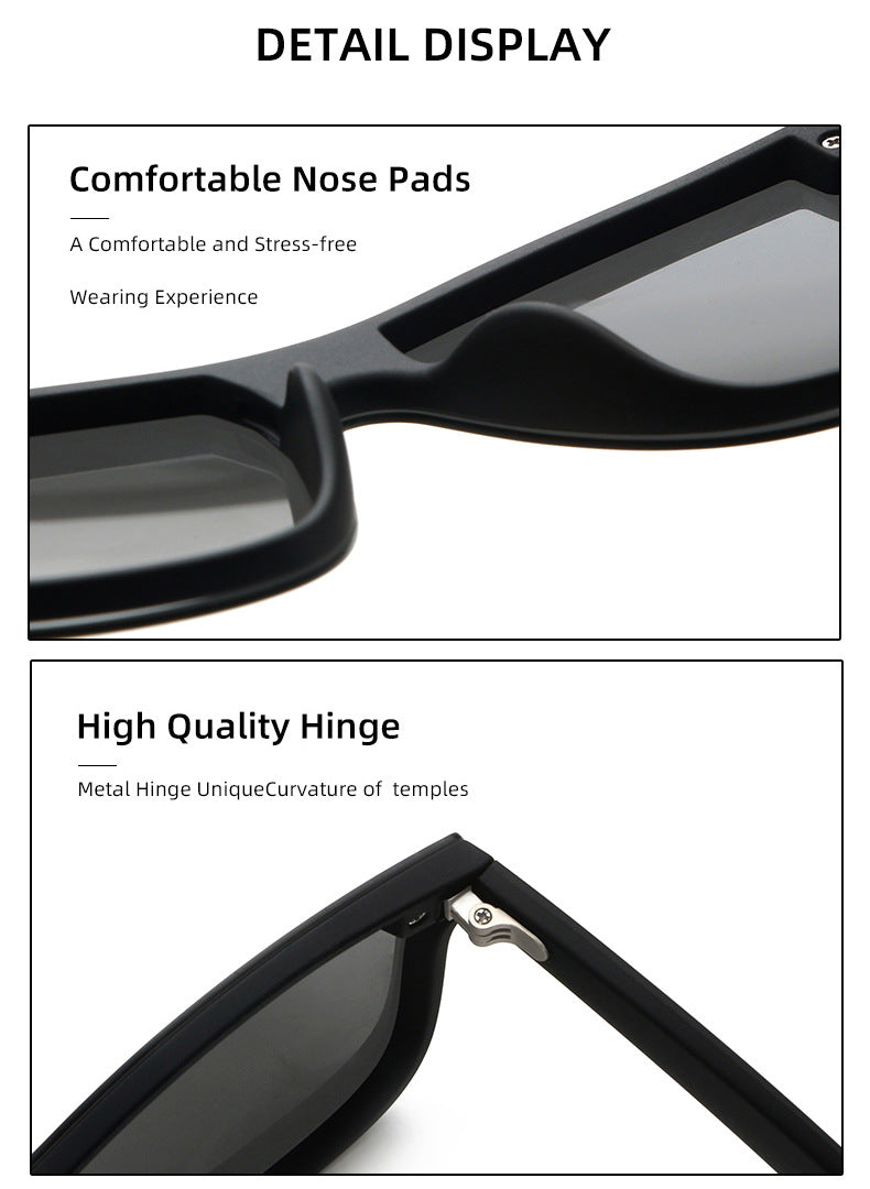 New fashion Trendy One Piece Vintage Big Square Frame Black Black Unisex UV-400 Fashion Sunglasses