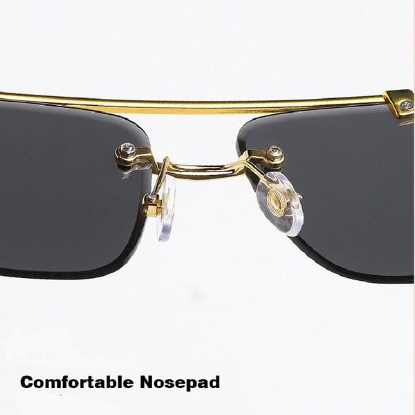 New Stylish Rimless Panther face Wooden Temple luxurious Gold Black UV-400 Unisex Sunglasses