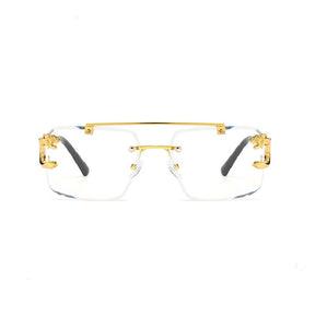 New Stylish Rimless Panther face luxurious golden light UV-400 Unisex Fashion Sunglasses