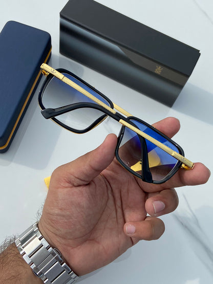Suocchi 4413 Gold Gradient Blue UV-400 Square Fashion Sunglasses