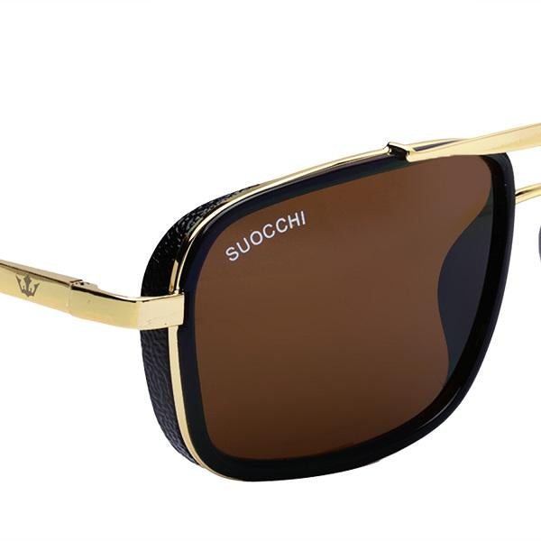 Suocchi 4413 Gold Brown UV-400 Square Fashion Sunglasses