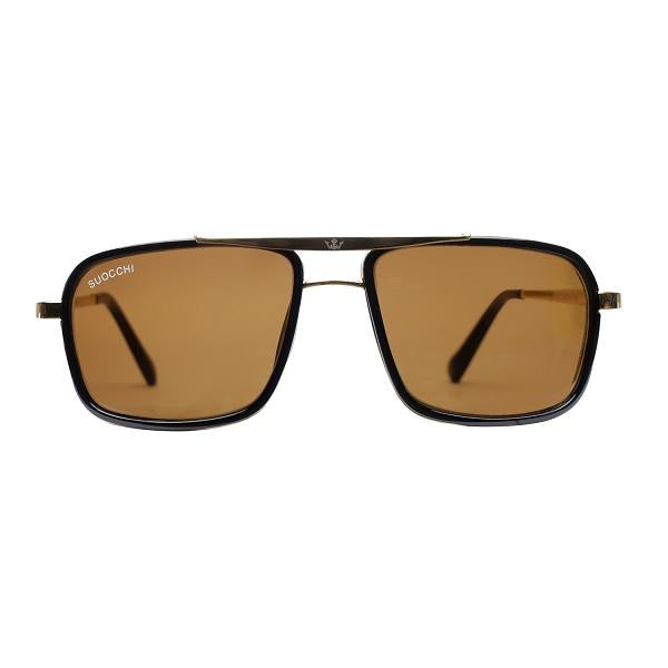 Suocchi 4413 Gold Brown UV-400 Square Fashion Sunglasses