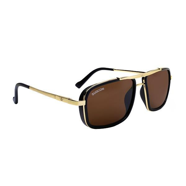 Suocchi 4413 Gold Brown UV-400 Square Fashion Sunglasses