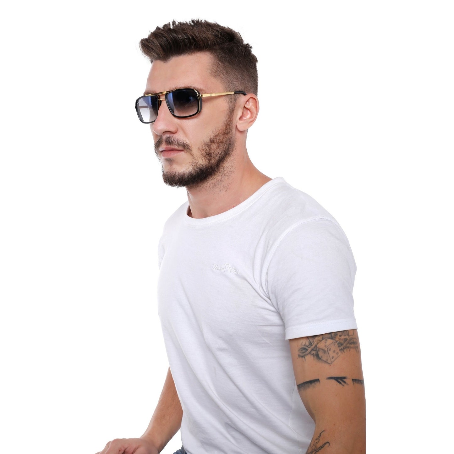 Suocchi 4413 Gold Gradient Blue UV-400 Square Fashion Sunglasses